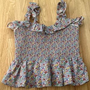 JCrew Liberty print smocked tank